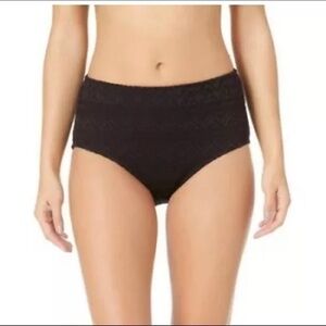 NWT Catalina Women's Solid Crochet High Waisted Bottom Rich Black Size 3X 22-24W